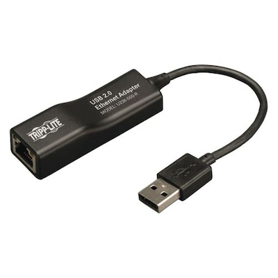 Tripp Lite USB 2.0 Male to Female USB Hi-Speed to Ethernet Adapter, Black, Each