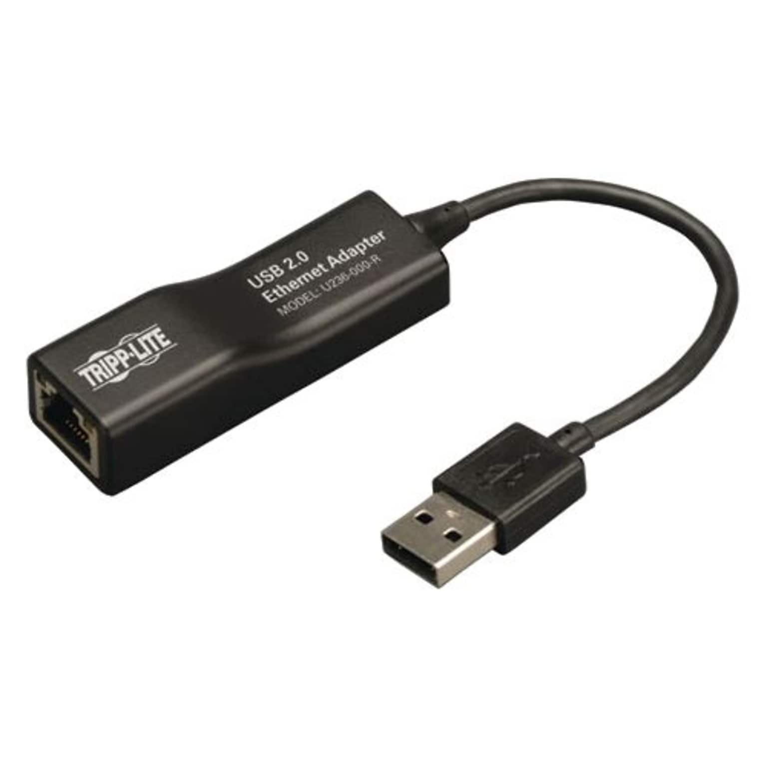 Tripp Lite USB 2.0 A Male to RJ45 Male USB 2.0 Ethernet Adapter; Black