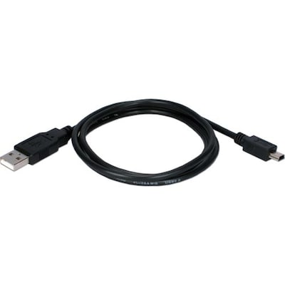 QVS® 1 USB 2.0 Type A Male to Mini B Male Sync and Charger Replacement Cable; Black