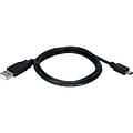 QVS® 1 USB 2.0 Type A Male to Mini B Male Sync and Charger Replacement Cable; Black