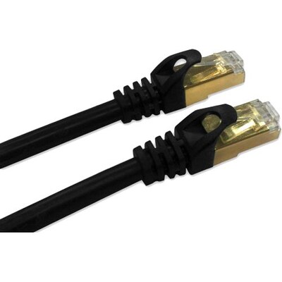 QVS® 10 Cat7 RJ45 10Gbps S-STP Flexible Molded Patch Cord; Black