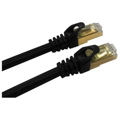 QVS® 15 Cat7 RJ45 10Gbps S-STP Flexible Molded Patch Cord; Black