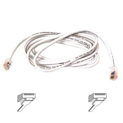 Belkin A3L980-02-WHT-S 2' RJ-45 Male/Male Cat6 Snagless Patch Cable, White