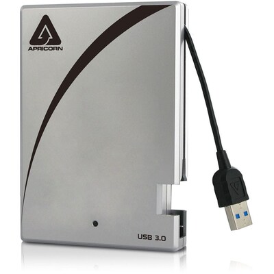 Apricorn Aegis-Portable 1TB USB 3.0 External Hard Drive With Integrated Cable