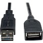 Tripp Lite 1 Universal Reversible USB 2.0 A Male to A Female Extension Cable; Black