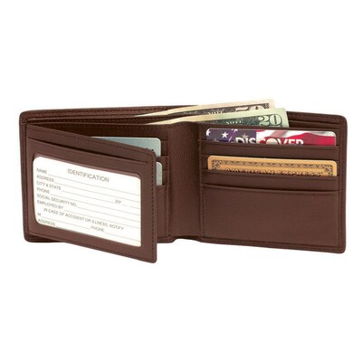 Royce Leather RFID Blocking Mens Bifold With Double ID Flap Coco