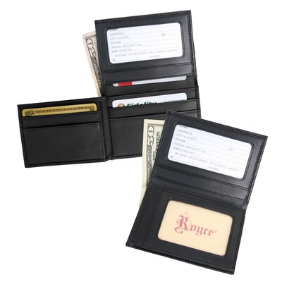 Royce Leather Double ID Flap Credit Card Wallet, Black
