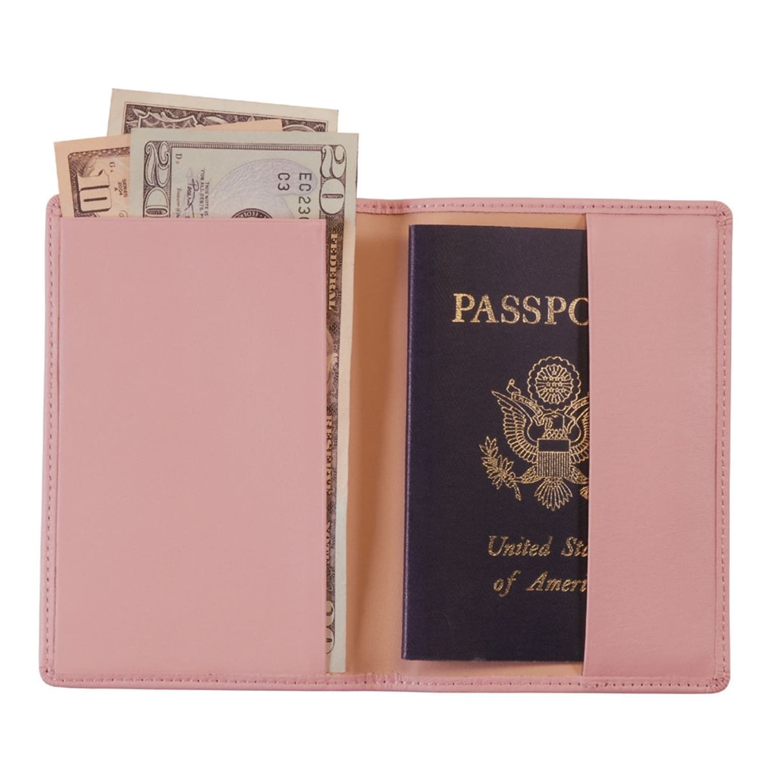 Royce Leather Passport Holder, Carnation Pink
