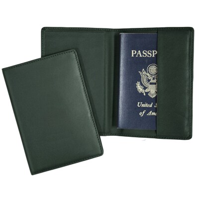 Royce Leather Passport Holder, Green