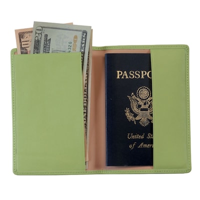 Royce Leather Passport Holder, Key Lime Green