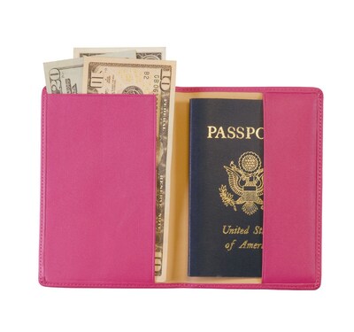 Royce Leather Passport Holder, Wildberry