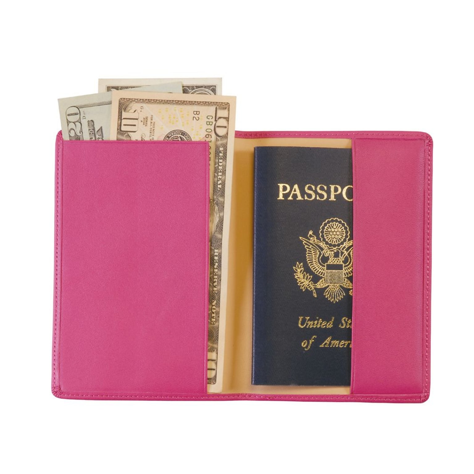 Royce Leather Passport Holder, Wildberry