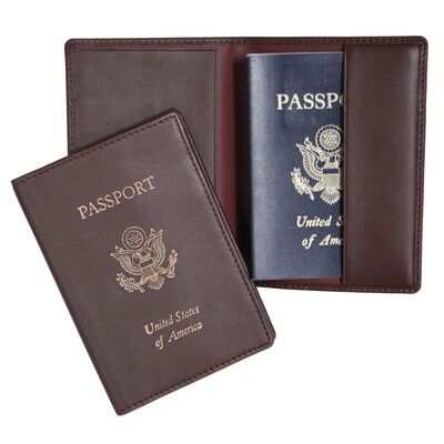 Royce Leather Debossed Passport Holder, Burgundy (202-BURG-5)