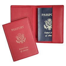 Royce Leather Foil Stamped Passport Jacket, Red