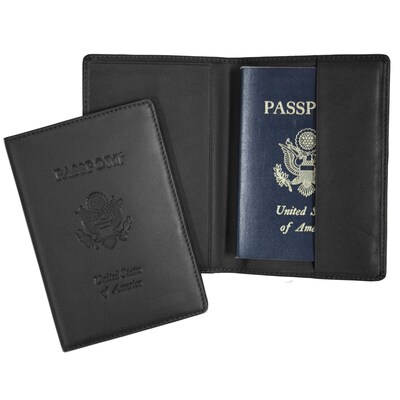 Royce Leather Debossed Passport Jacket, Black
