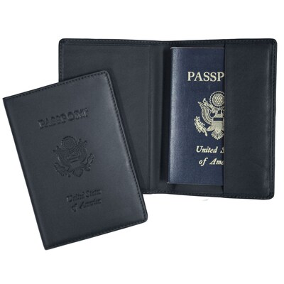 Royce Leather Debossed Passport Holder, Blue (204-BLUE-5)