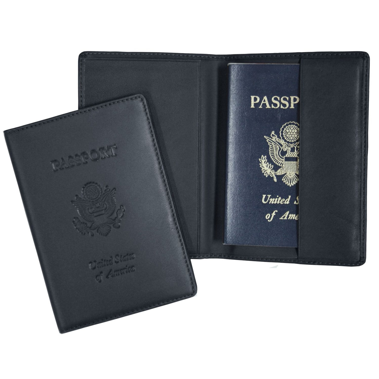 Royce Leather Debossed Passport Jacket, Blue