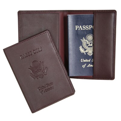 Royce Leather Debossed Passport Jacket, Burgundy