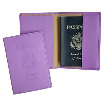 Royce Leather Debossed Passport Jacket, Purple