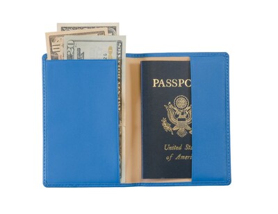 Royce Leather Debossed Passport Jacket, Royce Blue