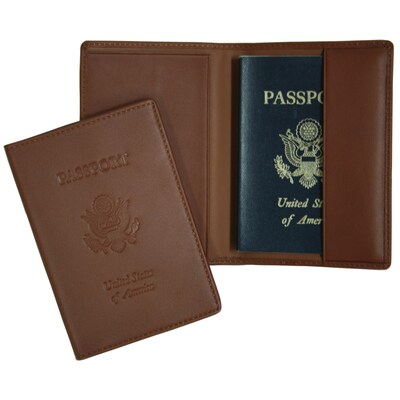 Royce Leather Debossed Passport Holder, Tan (204-TAN-5)