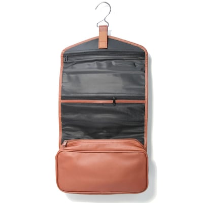 Coaster Hanging Toiletry Bag, Top Grain Nappa Leather Luggage Case, Tan (264-TAN-5)