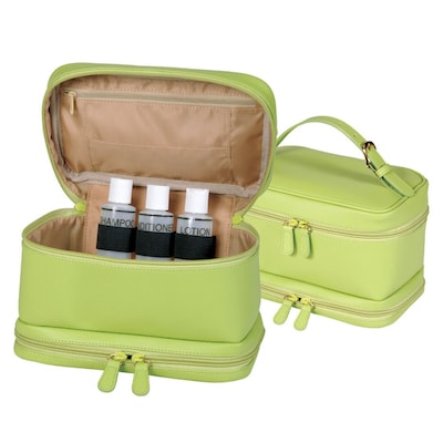Royce Leather 8 4-Piece Leather Toiletry Bag, Key Lime Green (270-KLG-6)