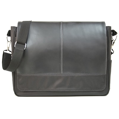 Royce Leather Laptop Messenger Bag, Black
