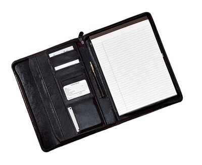 Royce Leather Black Leather Zippered Writing Document Organizer (OS-MFL756-BLK)