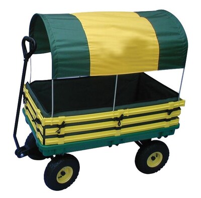 Millside Industries Hardwood 20" x 38" Kids Wagon, Yellow/Green
