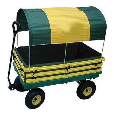 Millside Industries Hardwood 20 x 38 Kids Wagon, Yellow/Green