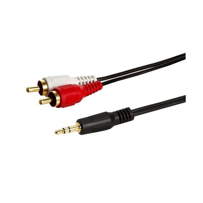 Comprehensive® 25 Standard Series 3.5mm Stereo Mini Plug to 2 RCA Plugs Audio Cable; Black