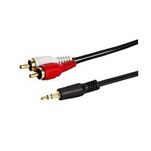 Comprehensive® 25 Standard Series 3.5mm Stereo Mini Plug to 2 RCA Plugs Audio Cable; Black