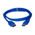 QVS® 6 USB 3.0 A/A Male/Female Extension Cable; Blue