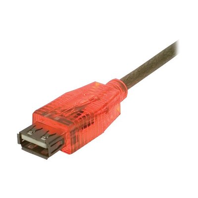 QVS® 10 USB 2.0 A/A Power Charger & Sync Lighted Extension Cable With Red LEDs; Translucent