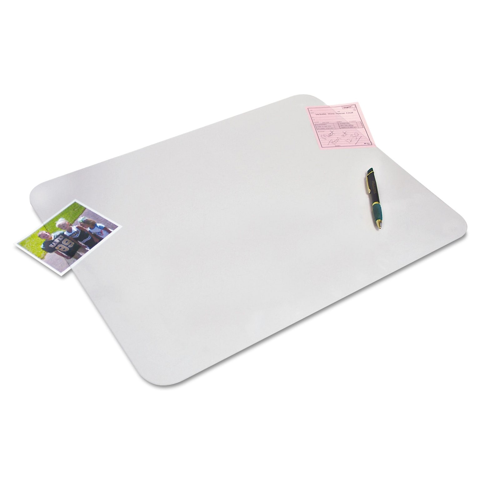 Artistic Krystal View Microban Vinyl Desk Pad, 12 x 17, Frosted White (60740MS)