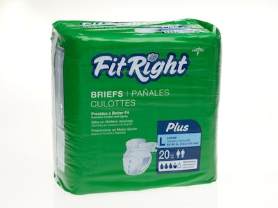 FitRight® Plus Clothlike Briefs; Large (48 - 58), 80/Pack