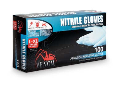 Medline Venom Powder-Free Blue Nitrile Exam Gloves, L/XL, 1000/Pack (VEN4145)