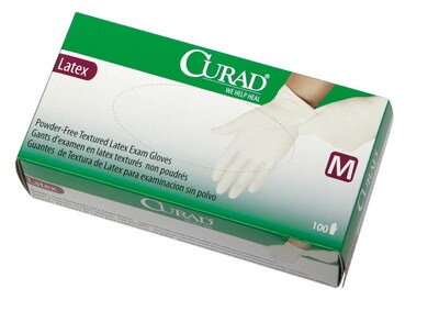 Curad Textured Powder Free Beige Latex Gloves, Medium, 1000/Box (CUR8105)