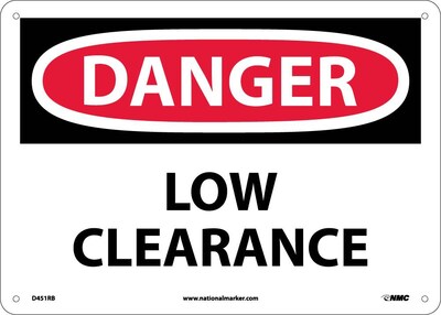 Low Clearance, 10X14, Rigid Plastic, Danger Sign