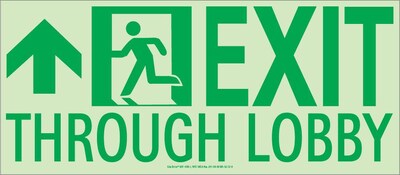 NYC Exit Through Lobby Sign, Forward Left Side, 7X16, Flex, 7550 Glo Brite, MEA Approved