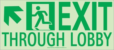 NYC Exit Through Lobby Sign, Up Left, 7X16, Flex, 7550 Glo Brite, MEA Approved