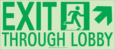 NYC Exit Through Lobby Sign, Up Right, 7X16, Flex, 7550 Glo Brite, MEA Approved