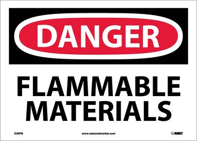 Danger Labels; Flammable Materials, 10" x 14", Adhesive Vinyl