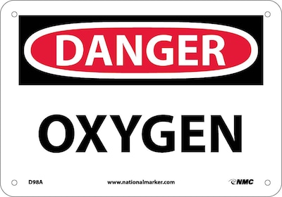 Oxygen, 7X10, .040 Aluminum, Danger Sign