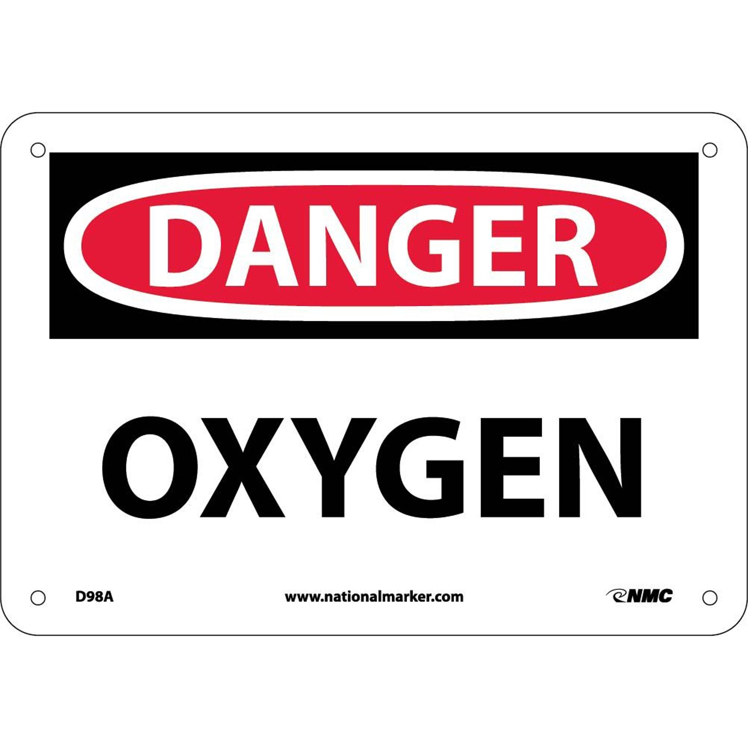 Oxygen, 7X10, .040 Aluminum, Danger Sign