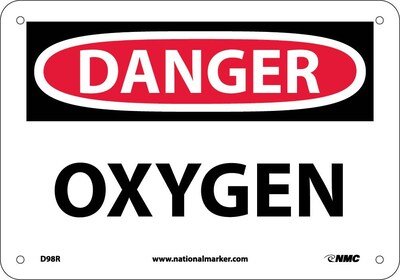 Danger Signs; Oxygen, 7X10, Rigid Plastic