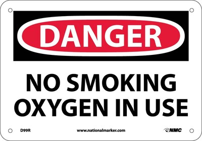 No Smoking Oxygen In Use, 7X10, Rigid Plastic, Danger Sign