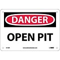 Open Pit, 7X10, Rigid Plastic, Danger Sign