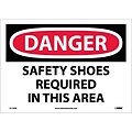 Danger Labels; Safety Shoes Required In This Area, 10X14, Adhesive Vinyl
